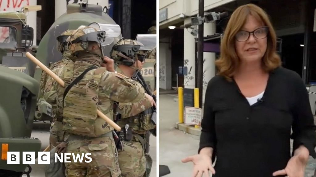 BBC on the ground as National Guard set up outside LA federal building