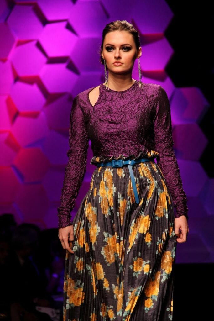 women s purple yellow and black floral long sleeved dress