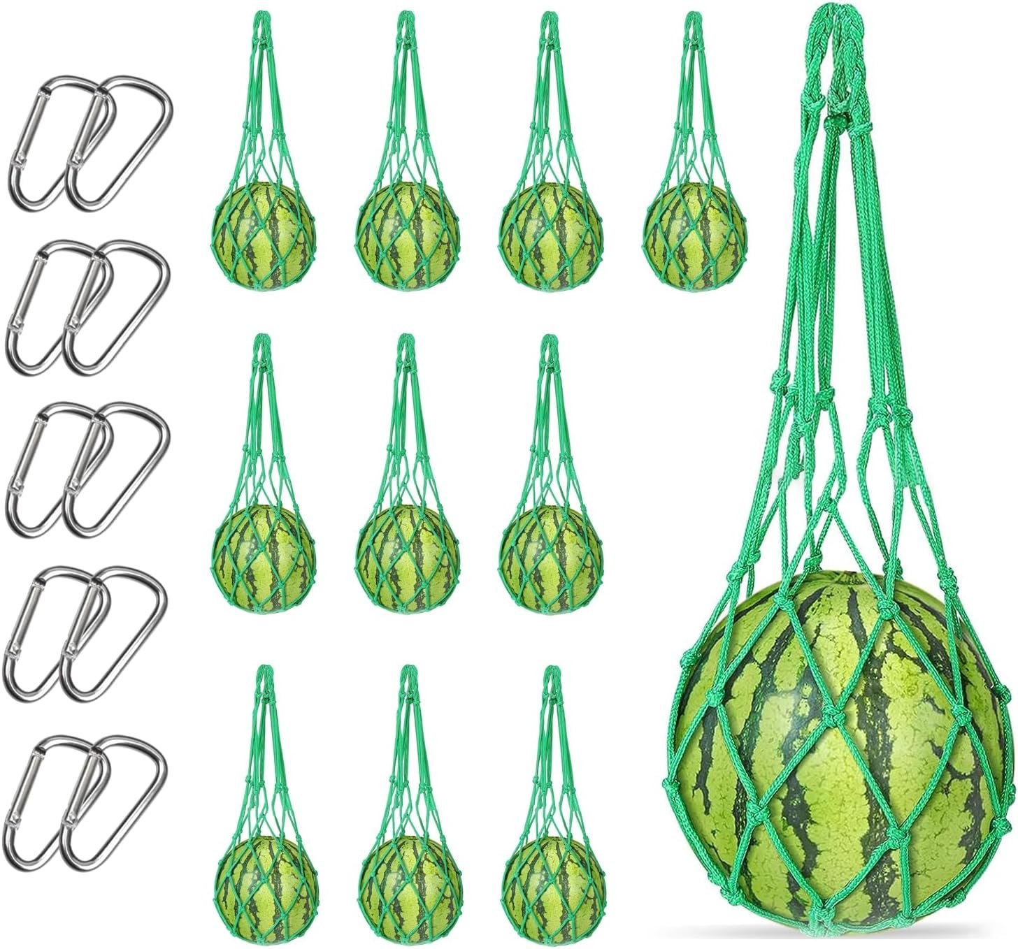 10 Pcs Melon Hammocks Cradles with D Hanging Hooks, for Trellis Heavy Duty Watermelon Nets,Or Growing Cantaloupe, Pumpkin,Honeydew in Vertical Garden (Green) 10 Pcs Melon Hammocks Cradles with D Hanging Hooks, for Trellis Heavy Duty Watermelon Nets,Or Growing Cantaloupe, Pumpkin,Honeydew in Vertical Garden (Green)