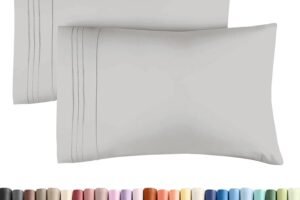 Queen Pillow Cases Set of 2 – Ultra Soft Hotel Quality Pillowcase Covers – Comfy, Cozy & Wrinkle Free – Shrinkage and Fade Resistant – Machine Washable Pillow Protectors – 2 Piece Set – French Grey