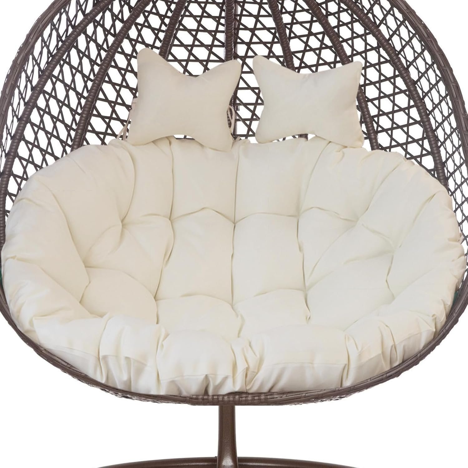 Boshen Double Egg Chair Cushion Replacement 59x43in –2 Seater Premium Outdoor Swing Chair Pad with Ties, 6.3Inch Thickened Memory Foam & Waterproof Cover – Off-White Boshen Double Egg Chair Cushion Replacement 59x43in –2 Seater Premium Outdoor Swing Chair Pad with Ties, 6.3Inch Thickened Memory Foam & Waterproof Cover – Off-White