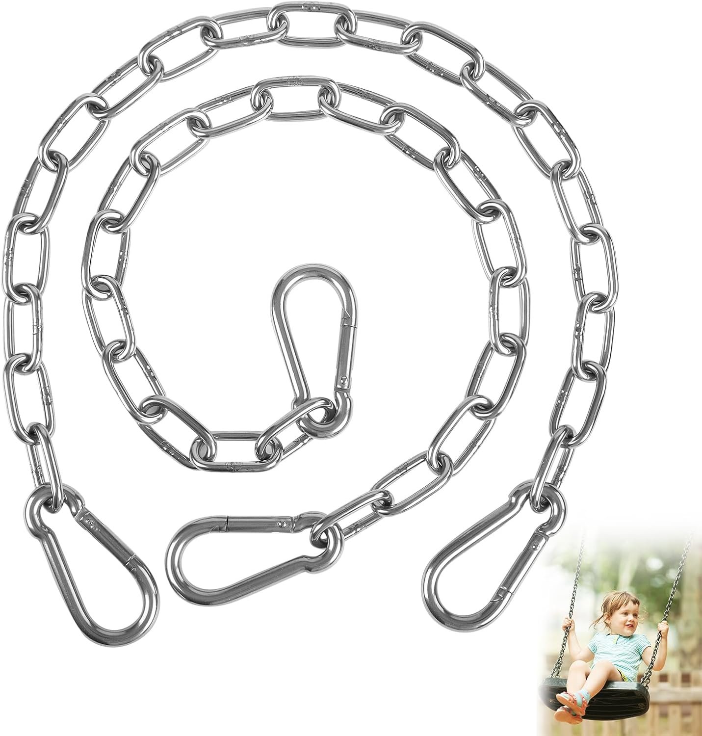 2 Pack 30 Inch Heavy Duty Chains for Swing, 440LB Hanging Chair Chain with 5/16 Thick Clasps, Adjustable Stainless Steel Chain Extension for Porch Tree Swing Hammock Chair Boxing Bag Yoga Gym 2 Pack 30 Inch Heavy Duty Chains for Swing, 440LB Hanging Chair Chain with 5/16 Thick Clasps, Adjustable Stainless Steel Chain Extension for Porch Tree Swing Hammock Chair Boxing Bag Yoga Gym