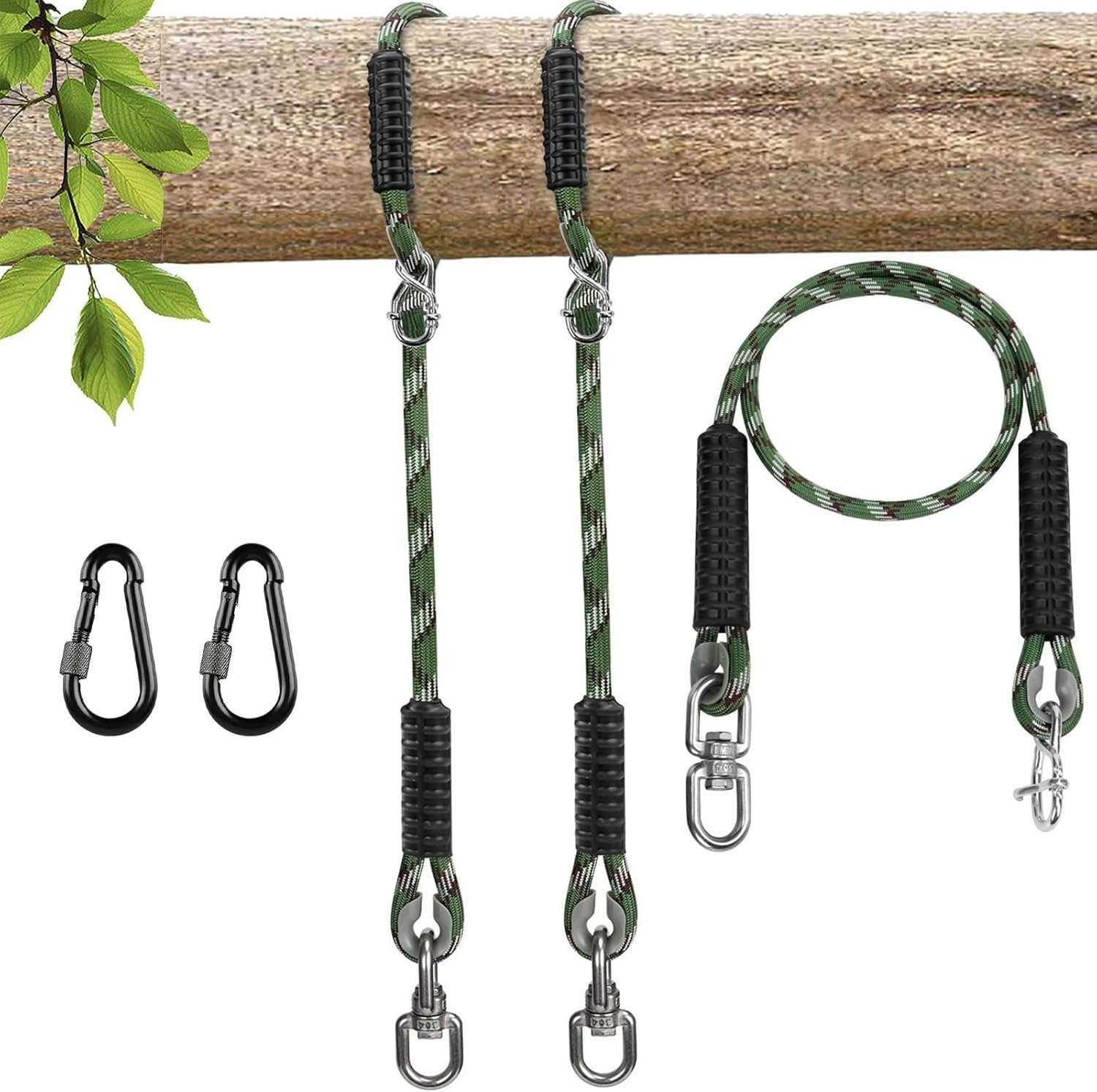 2-Pack 3.91ft(47″) Heavy Duty Tree Swing Ropes Hammock,Tree Swings Hanging Straps,Adjustable Extendable,for Outdoor Swings Hammock Playground Set Accessories,Camouflage 2-Pack 3.91ft(47″) Heavy Duty Tree Swing Ropes Hammock,Tree Swings Hanging Straps,Adjustable Extendable,for Outdoor Swings Hammock Playground Set Accessories,Camouflage