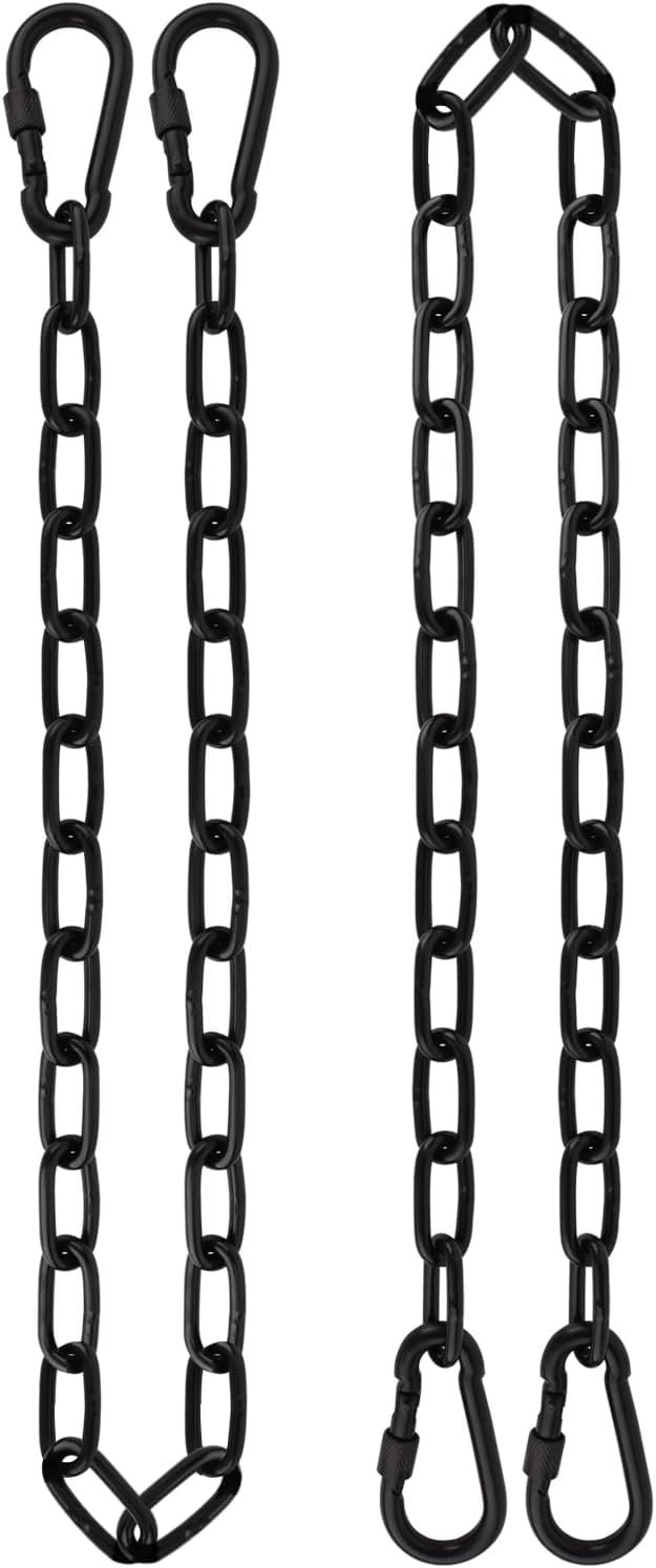 2 Pack 44in Hanging Chair Chain with 4 Carabiners, 500LB Capacity Hanging Kits Heavy Duty Hanging Chair Hardware for Hammock Swing Punching Bags Sandbag Indoor Outdoor Yoga Gym (Black) 2 Pack 44in Hanging Chair Chain with 4 Carabiners, 500LB Capacity Hanging Kits Heavy Duty Hanging Chair Hardware for Hammock Swing Punching Bags Sandbag Indoor Outdoor Yoga Gym (Black)