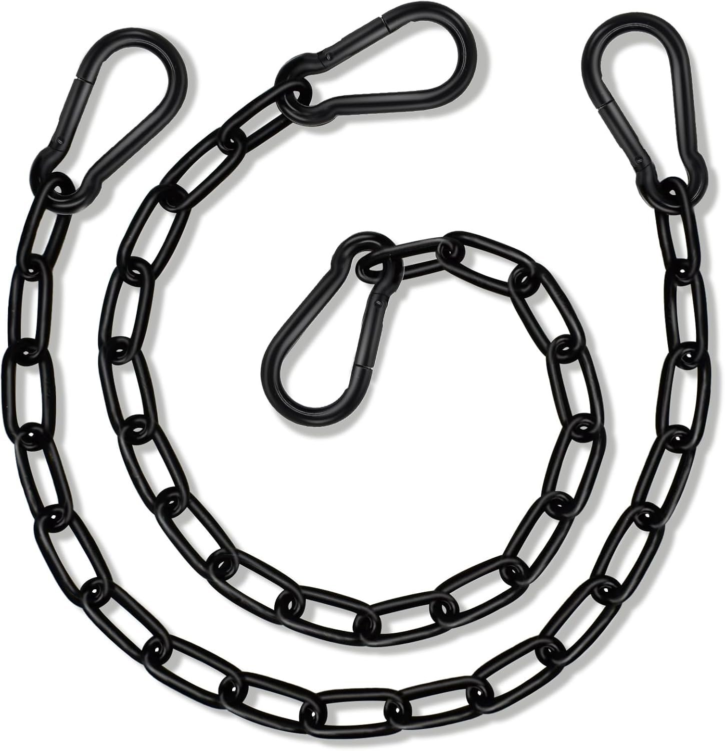 2 Pack Hanging Swing Chain with 4 Carabiners 25in, 660LB Capacity Heavy Duty Hammock Hardware Kit for Punching Bags, Swing Chairs, Indoor & Outdoor Gym (Black) 2 Pack Hanging Swing Chain with 4 Carabiners 25in, 660LB Capacity Heavy Duty Hammock Hardware Kit for Punching Bags, Swing Chairs, Indoor & Outdoor Gym (Black)