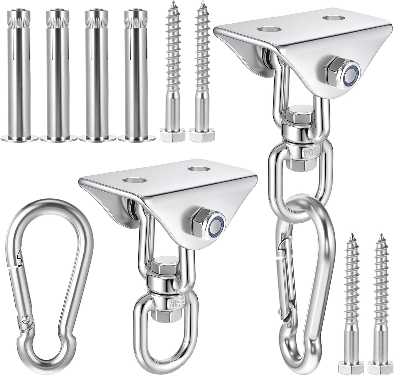 2000 lb Capacity 360° Rotate Hammock Hanger, Heavy Duty Swing Hangers for Wooden Sets, Hammock Hanging Kit, 304 Stainless Steel Swing Brackets for Porch Playground Yoga Chair, 2 Set 2000 lb Capacity 360° Rotate Hammock Hanger, Heavy Duty Swing Hangers for Wooden Sets, Hammock Hanging Kit, 304 Stainless Steel Swing Brackets for Porch Playground Yoga Chair, 2 Set