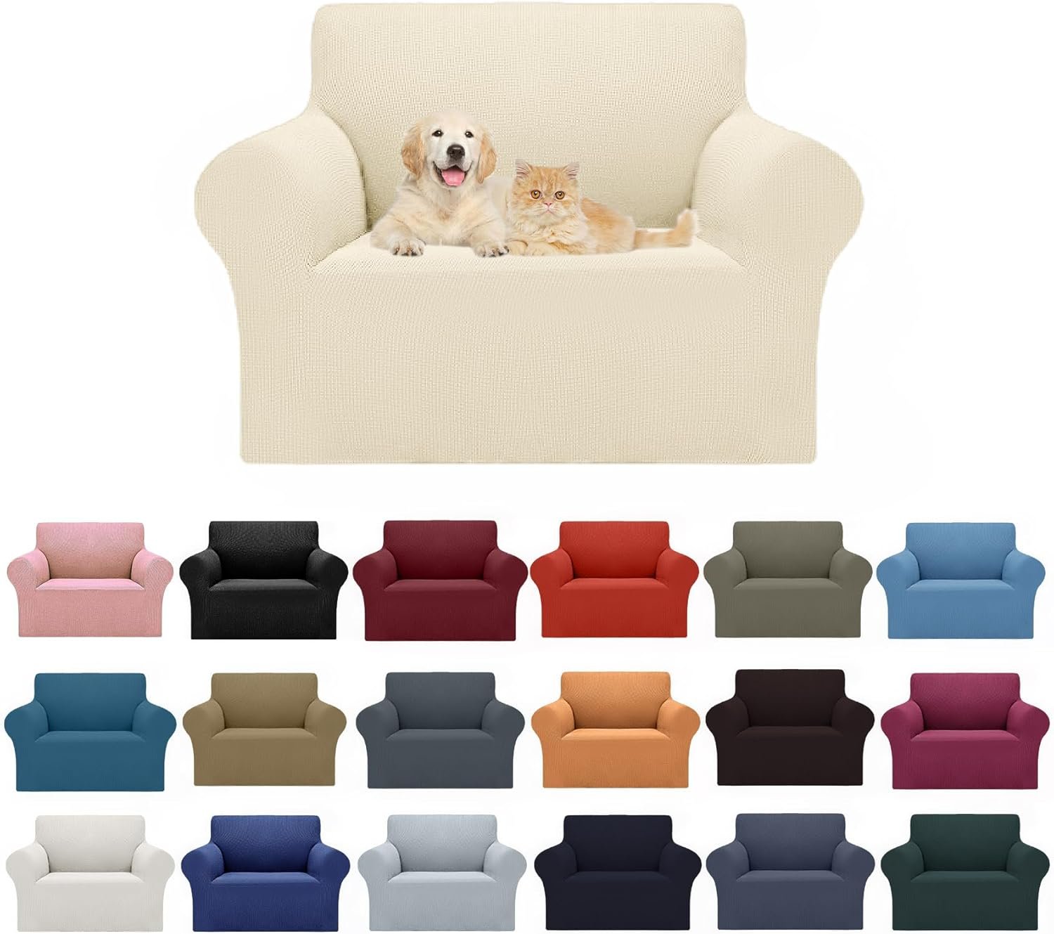 2025 New Stretch Chair Sofa Slipcovers Couch Cover for 1 Seater Furniture Protector Sofa Covers with Elastic Bottom Jacquard Fabric Small Checks for Pets, Kids – Beige 2025 New Stretch Chair Sofa Slipcovers Couch Cover for 1 Seater Furniture Protector Sofa Covers with Elastic Bottom Jacquard Fabric Small Checks for Pets, Kids – Beige