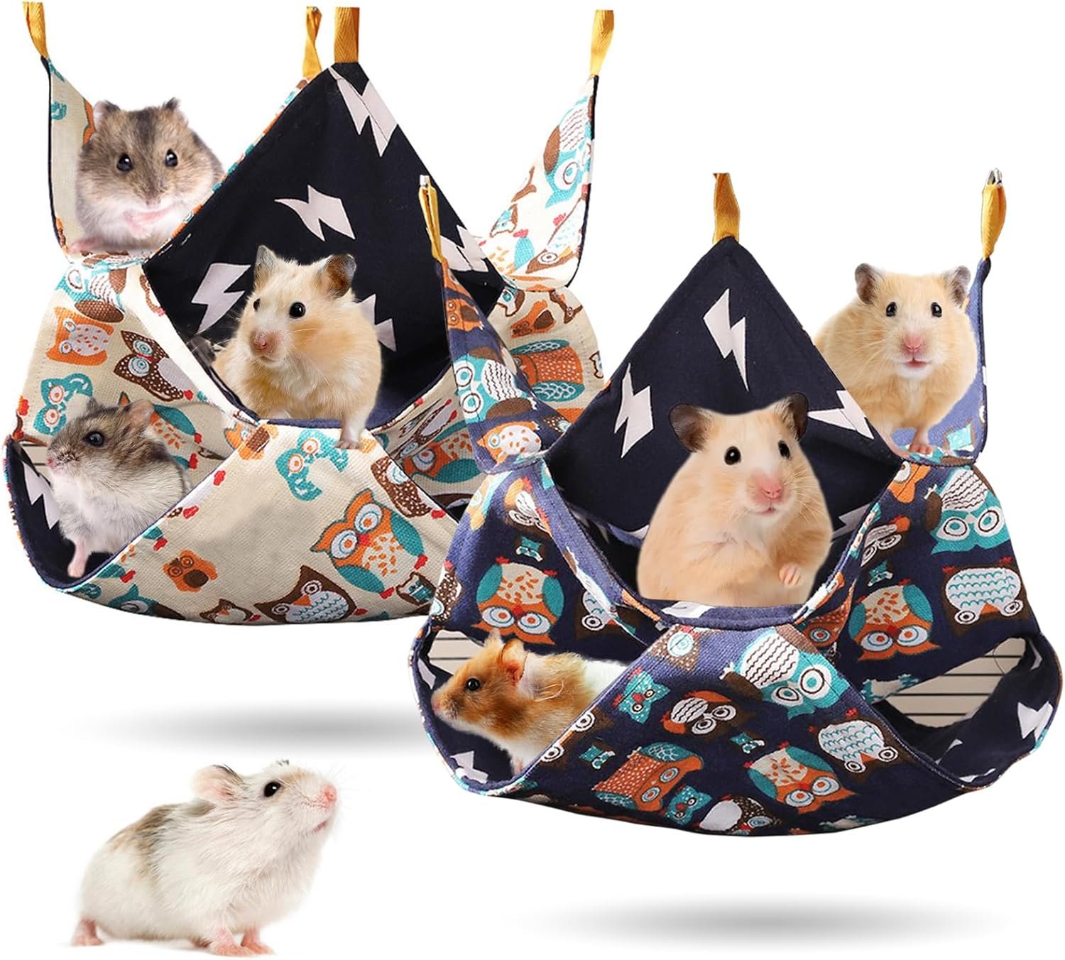 2Pcs 3-Tier Small Guinea Pig Rat Hammock Guinea Pig Hamster Ferret Hanging Hammock Toys Bed,for Small Animals Chinchilla Parrot Sugar Glider Ferret(Canvas and Velvet 7.9×7.9in,Owl) 2Pcs 3-Tier Small Guinea Pig Rat Hammock Guinea Pig Hamster Ferret Hanging Hammock Toys Bed,for Small Animals Chinchilla Parrot Sugar Glider Ferret(Canvas and Velvet 7.9×7.9in,Owl)