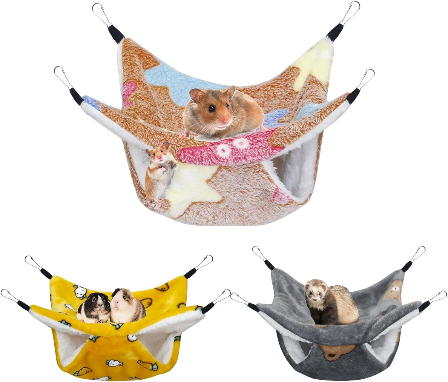 3 Pcs Guinea Pig Hammock, Rat Ferret Hanging Hammock Guinea Pig Accessories for Small Animals Chinchilla Parrot Sugar Glider Ferret Hamster Squirrel (11″×11″) 3 Pcs Guinea Pig Hammock, Rat Ferret Hanging Hammock Guinea Pig Accessories for Small Animals Chinchilla Parrot Sugar Glider Ferret Hamster Squirrel (11″×11″)