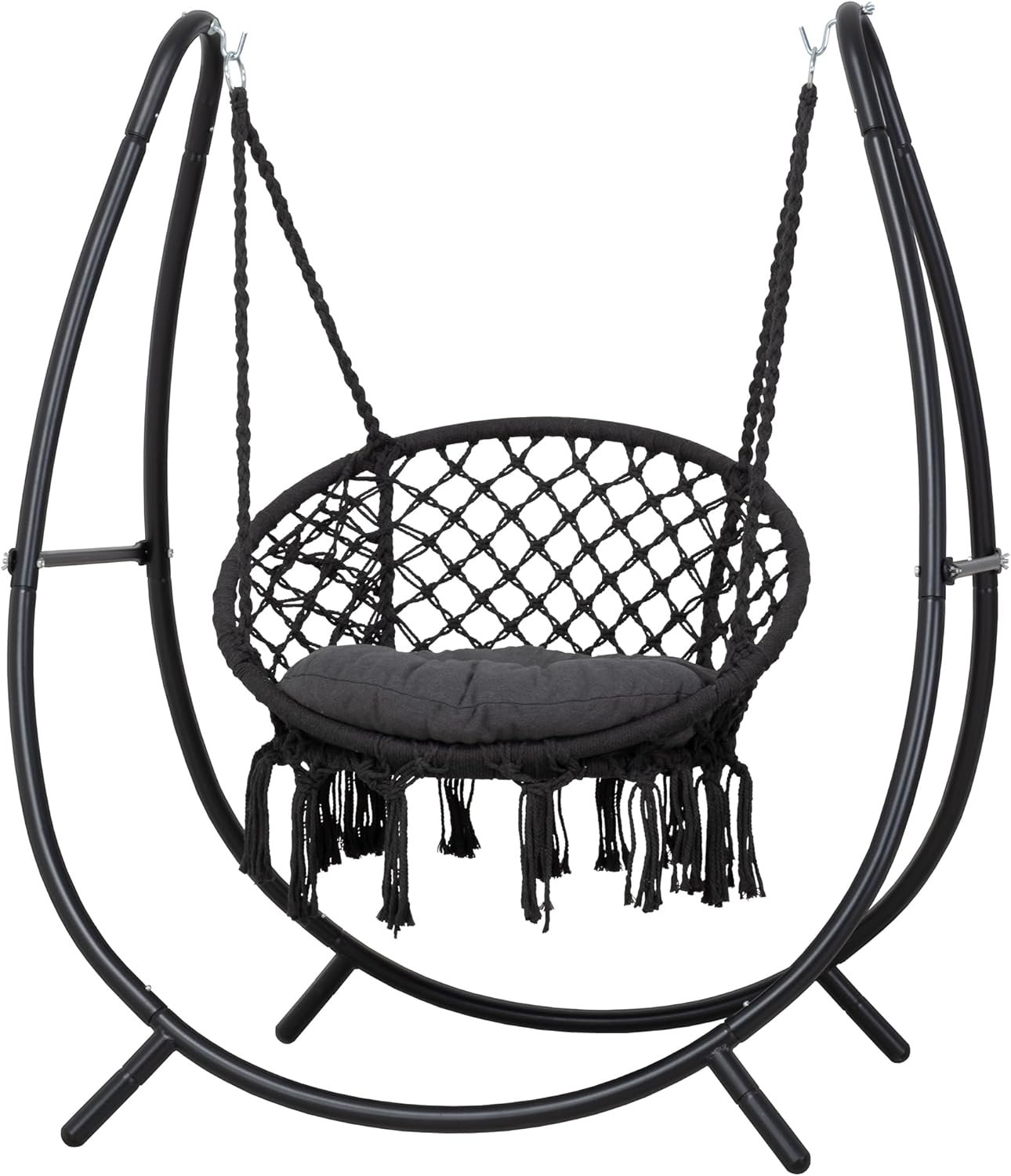 ANOW Hammock Swing with Stand Included, Outdoor Hanging Swing Chair with Stand and Removable Seat Cushion, Max 400 Lbs, Dark Grey ANOW Hammock Swing with Stand Included, Outdoor Hanging Swing Chair with Stand and Removable Seat Cushion, Max 400 Lbs, Dark Grey