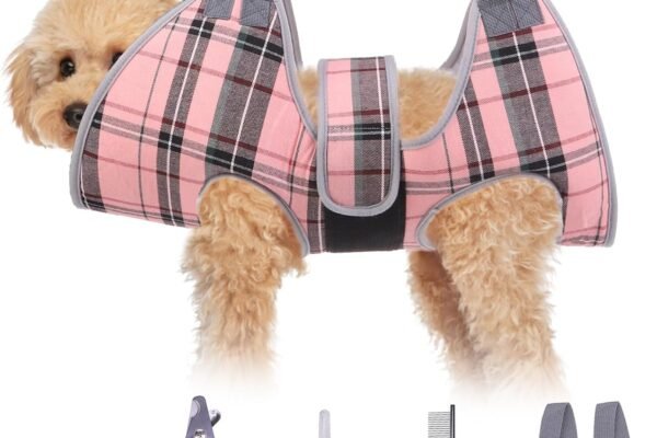 BEAUTYZOO Dog Grooming Hammock for Small Dogs Cat- Dog Sling for Nail Trimming/Clipping- Dog Hanging Harness Holder with Thick Fabric Neck Support & Strap Restraint Claw Care, Pink XS