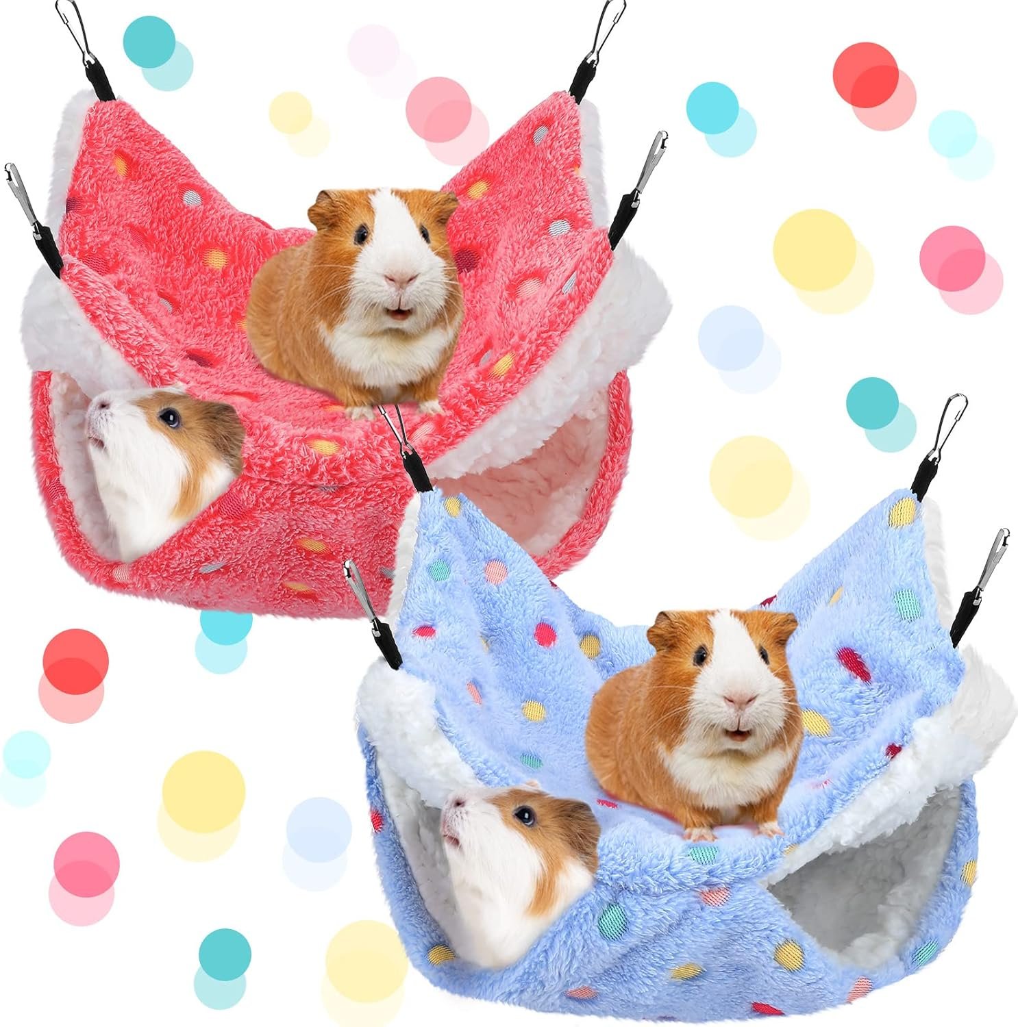 BOAO 2 Pcs Guinea Pig Rat Hammock Guinea Pig Hamster Ferret Hanging Hammock Accessories for Small Animals Chinchilla Parrot Sugar Glider Ferret Squirrel (Hot Pink,Blue,Dot Pattern) BOAO 2 Pcs Guinea Pig Rat Hammock Guinea Pig Hamster Ferret Hanging Hammock Accessories for Small Animals Chinchilla Parrot Sugar Glider Ferret Squirrel (Hot Pink,Blue,Dot Pattern)