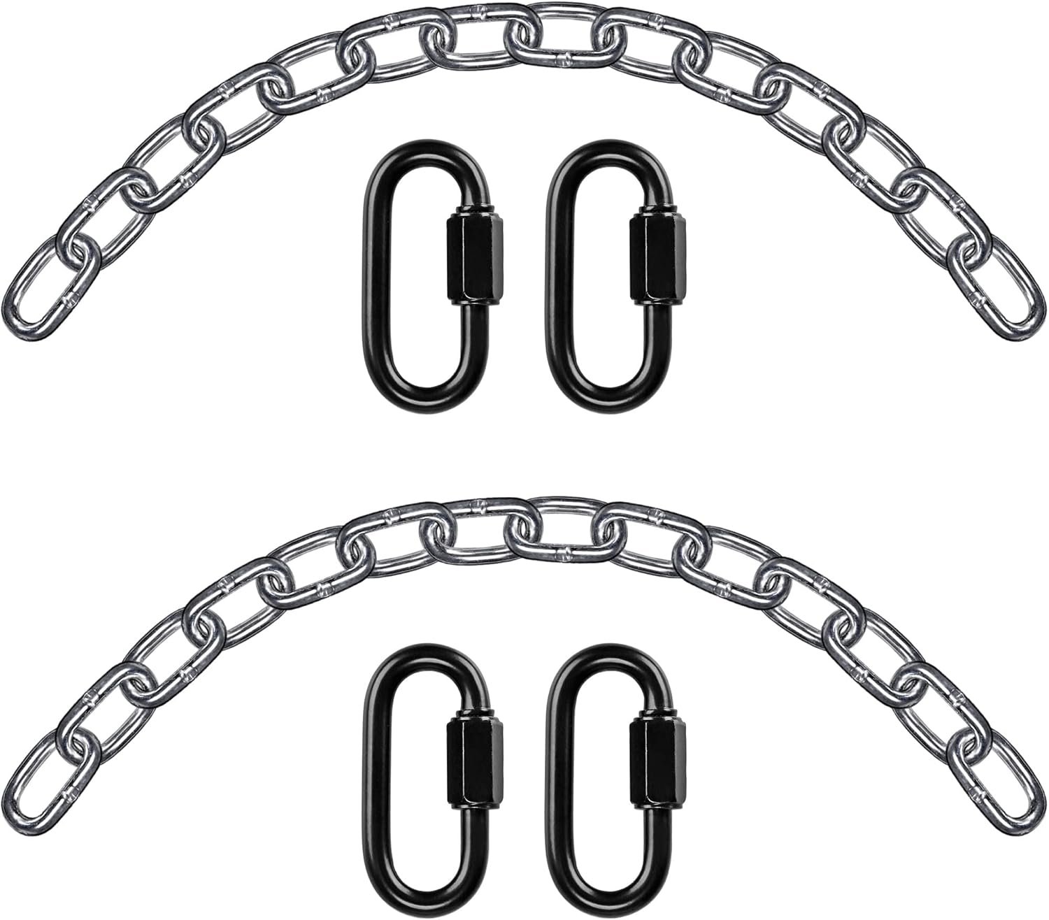 BeneLabel 2Pcs 28 inch Silver Hanging Chain Kits with 4 Carabiners 1000 LB Capacity Heavy Duty Hanging Hammock Chair Hardware Swing Extender Chain for Hanging Chair, Punching Bags, Porch Swing BeneLabel 2Pcs 28 inch Silver Hanging Chain Kits with 4 Carabiners 1000 LB Capacity Heavy Duty Hanging Hammock Chair Hardware Swing Extender Chain for Hanging Chair, Punching Bags, Porch Swing