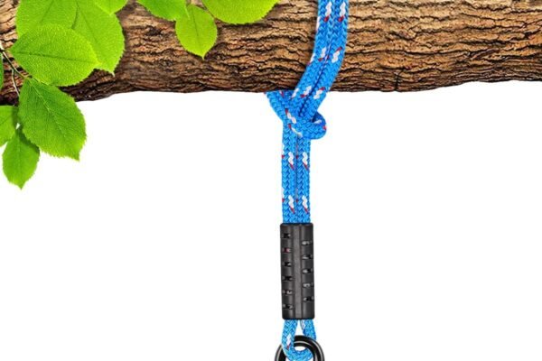 BeneLabel Tree Swing Rope, Hammock Tree Swing Hanging Strap, Heavy Duty Carabiner, for Indoor Outdoor Swing Hammock Playground Set Accessories, 4 ft, 1 Pcs, Blue