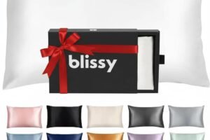 Blissy Silk Pillowcase – 100% Pure Mulberry Silk – 22 Momme 6A High-Grade Fibers – Silk Pillow Cover for Hair & Skin – Regular, Queen & King (Blissy White, Standard)