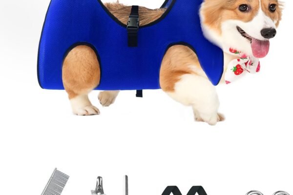 Dog Grooming Hammock Grooming Harness for Small Dogs Pet Grooming Hammock with Nail Clippers/Nail File/Comb Breathable Dog Nail Harness Hanging for Nail Trimming,Ear,Eye Care Home Grooming Set