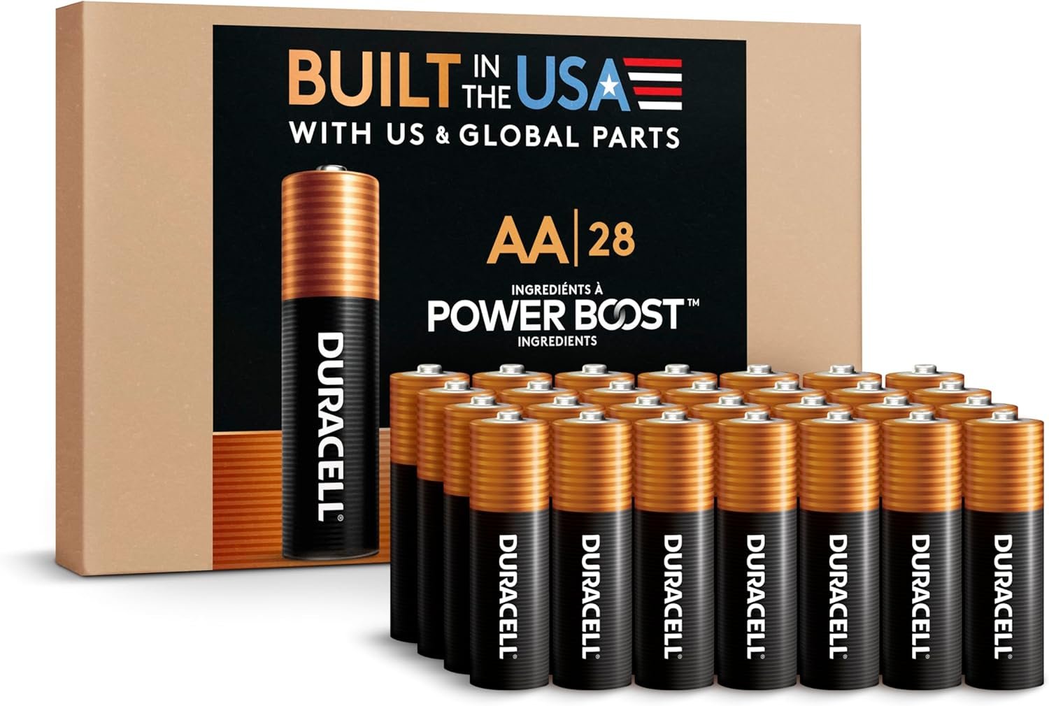 Duracell Coppertop AA Alkaline Batteries with POWER BOOST Ingredients, 28 Count (Pack of 1), Long-Lasting Alkaline, Re-closable for Quick Access and Organized Storage Duracell Coppertop AA Alkaline Batteries with POWER BOOST Ingredients, 28 Count (Pack of 1), Long-Lasting Alkaline, Re-closable for Quick Access and Organized Storage