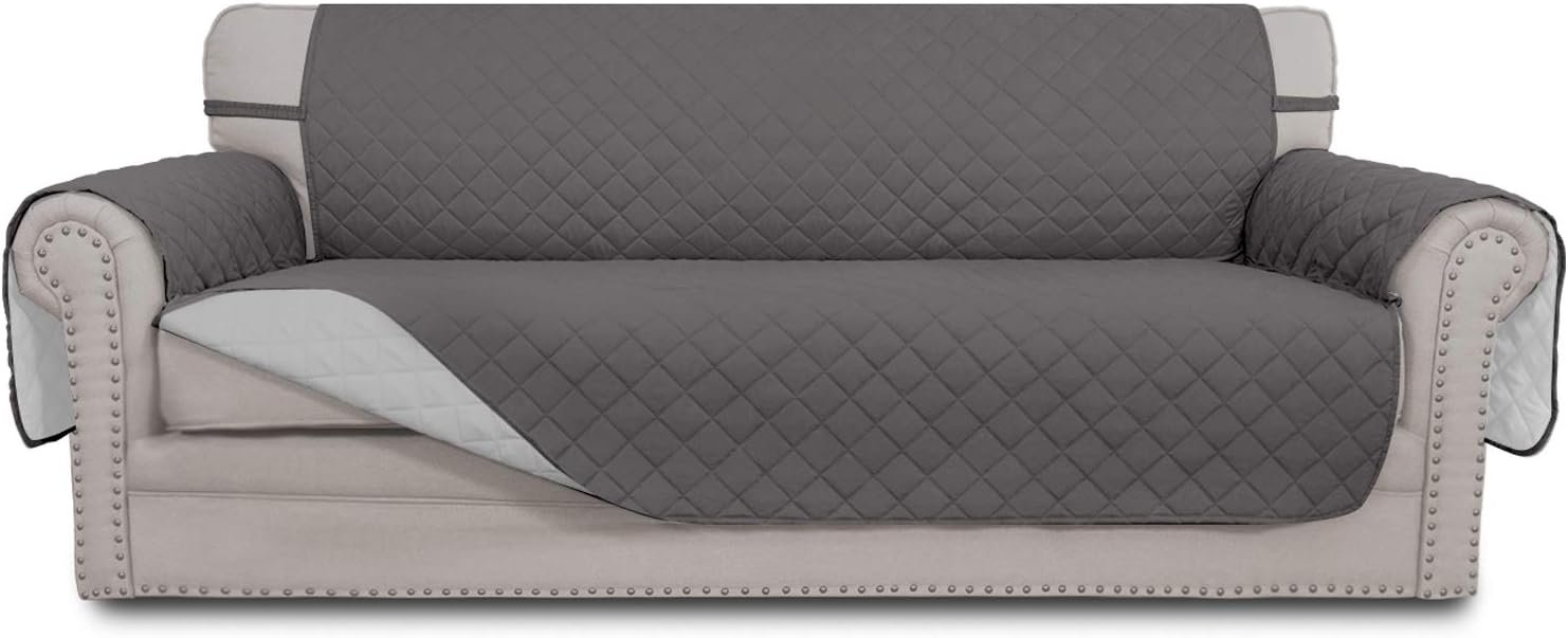 Easy-Going Reversible Couch Cover for 3 Cushion Couch Sofa Cover for Dogs Water Resistant Furniture Protector Cover with Foam Sticks Elastic Straps for Pet Cat (Sofa, Gray/Light Gray) Easy-Going Reversible Couch Cover for 3 Cushion Couch Sofa Cover for Dogs Water Resistant Furniture Protector Cover with Foam Sticks Elastic Straps for Pet Cat (Sofa, Gray/Light Gray)