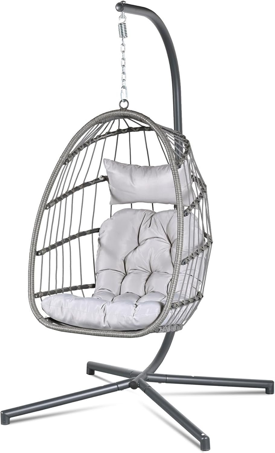 Econohome Hanging Egg Chair with Stand – Indoor/Outdoor Swing Hammock Chair with Plush, Washable Cushions, 350LBS Capacity, Ideal for Relaxation in Bedrooms, Balconies, Gardens, and Patios