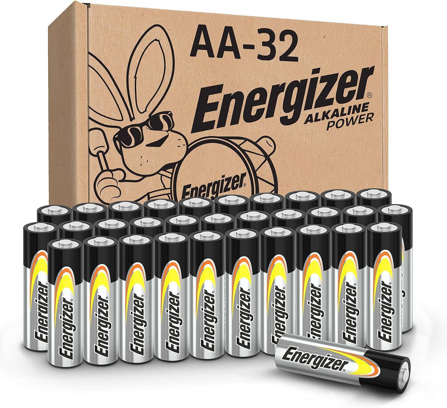 Energizer AA Batteries Alkaline Power, 32 Count Alkaline Double A Battery Pack Energizer AA Batteries Alkaline Power, 32 Count Alkaline Double A Battery Pack