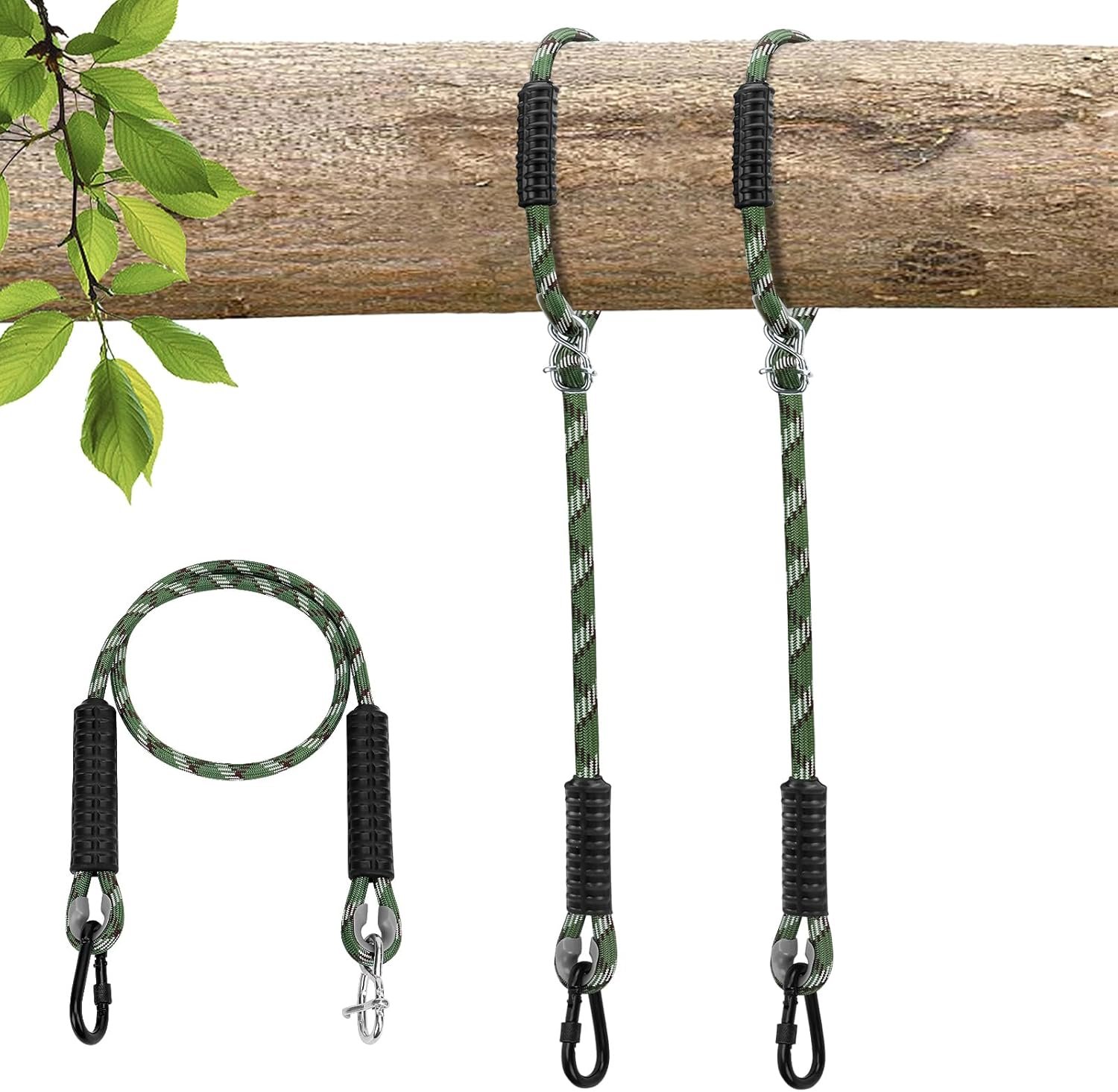 Heavy Duty Tree Swing Ropes Hammock, Adjustable Extendable Hanging Straps, Carabiners for All Swings Hammock Playground Set Accessories 5.6ft(67″) of 2, Green Heavy Duty Tree Swing Ropes Hammock, Adjustable Extendable Hanging Straps, Carabiners for All Swings Hammock Playground Set Accessories 5.6ft(67″) of 2, Green