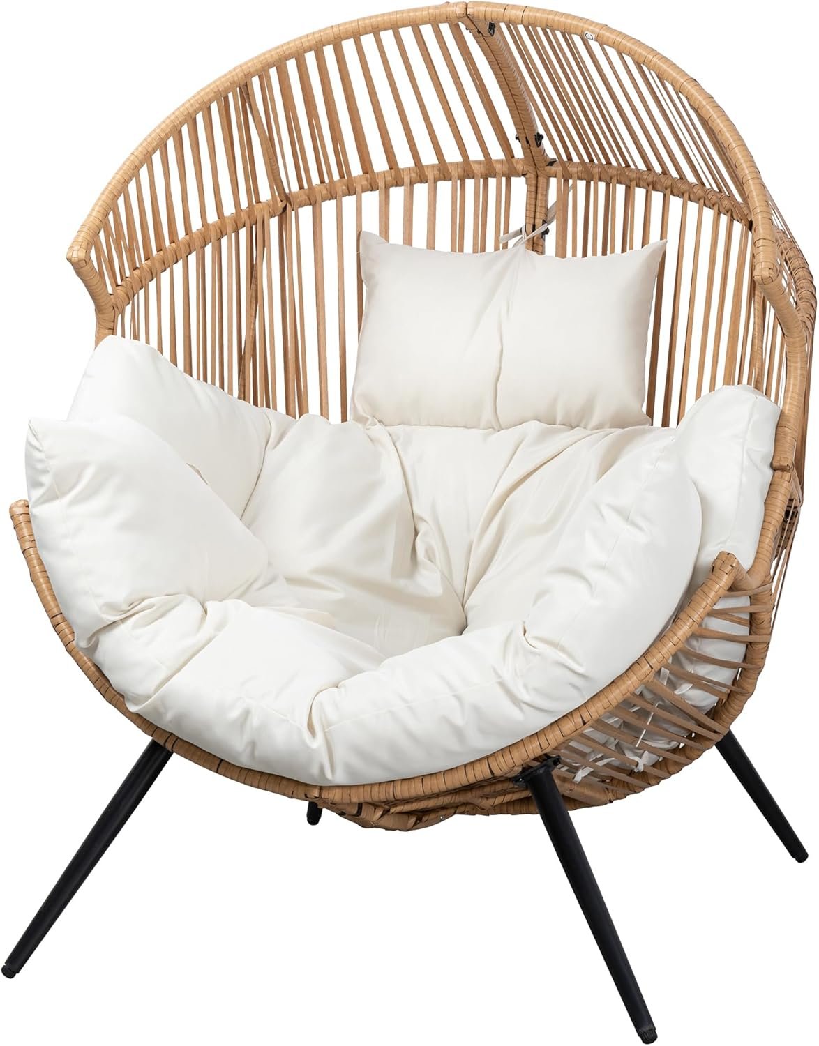 JAMFLY Egg Chair Wicker Outdoor Chairs, Oversized Patio Chair Oversized Lounger Chair with Cushion for Indoor Living Room, Bedroom, Outside Patio Backyard Balcony, Beige JAMFLY Egg Chair Wicker Outdoor Chairs, Oversized Patio Chair Oversized Lounger Chair with Cushion for Indoor Living Room, Bedroom, Outside Patio Backyard Balcony, Beige