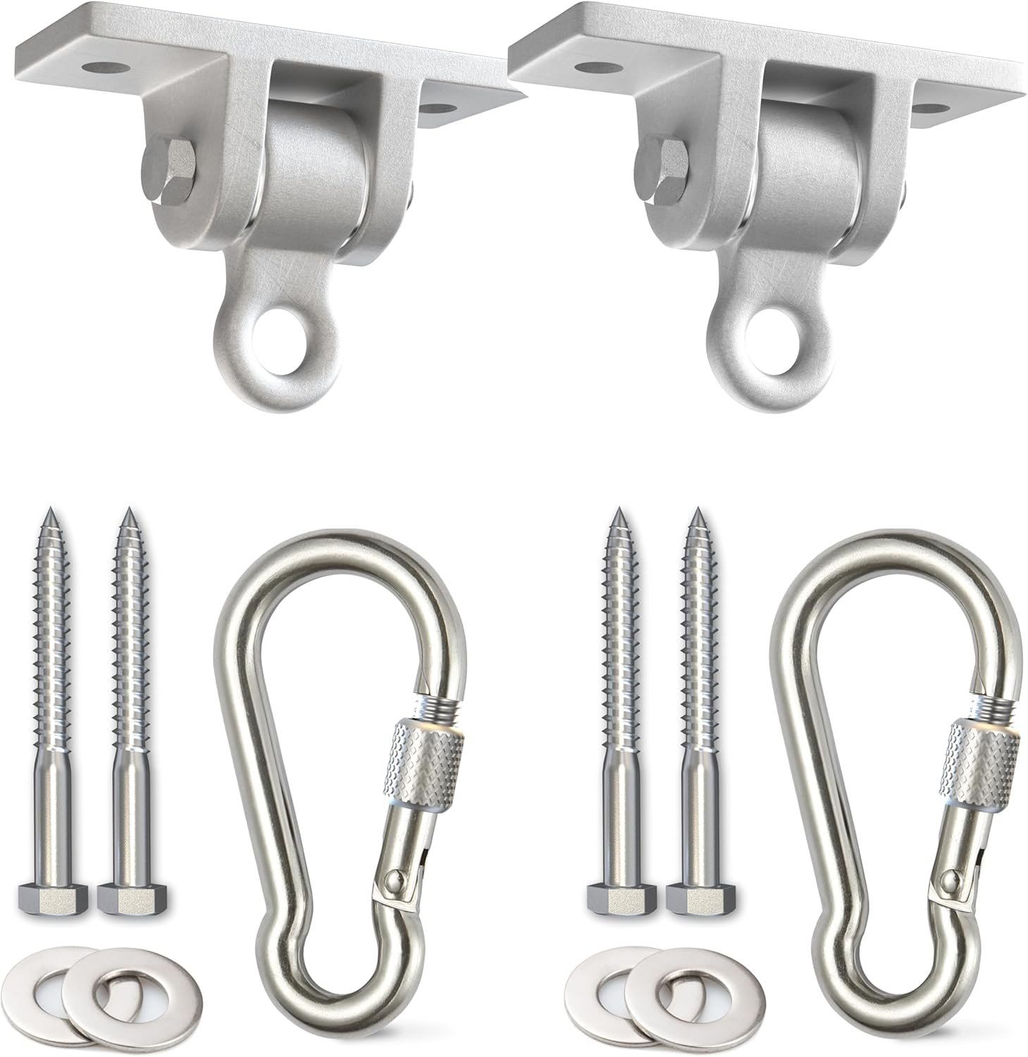 Jungle Gym Kingdom Swing Set Hangers – 2 Heavy Duty Brackets with Locking Snap Hooks for Porch, Patio, Playground – Indoor/Outdoor Hardware & Accessories