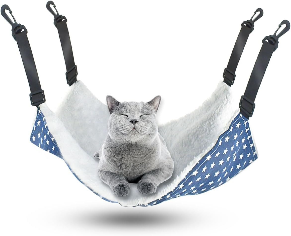 Pet Hammock for Cage Reversible Cat Hanging Hammock Soft Hanging Bed for Ferret Kitten Puppy Cats Small Dogs Rabbits Small Animals Double-Sided Pet Cage Hammock with Adjustable Straps & Plastics Hooks Pet Hammock for Cage Reversible Cat Hanging Hammock Soft Hanging Bed for Ferret Kitten Puppy Cats Small Dogs Rabbits Small Animals Double-Sided Pet Cage Hammock with Adjustable Straps & Plastics Hooks