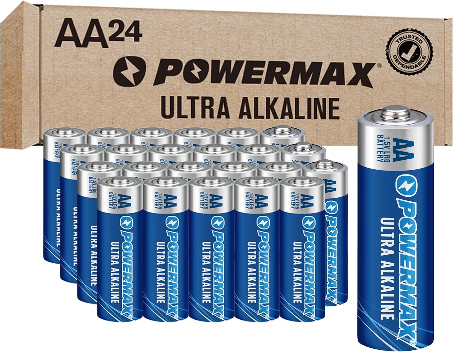 Powermax 24-Count AA Batteries, Ultra Long Lasting Alkaline Battery, 10-Year Shelf Life, Reclosable Packaging Powermax 24-Count AA Batteries, Ultra Long Lasting Alkaline Battery, 10-Year Shelf Life, Reclosable Packaging