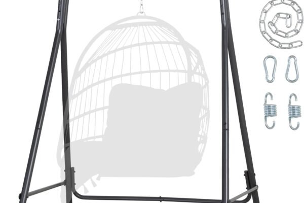 SUNCREAT Hammock Chair Stand, Heavy-Duty Steel Swing Stand, 400lbs Capacity, Multi-Use Hanging Chair Stand for Outdoor Indoor, Hammock Chair not Include, Black