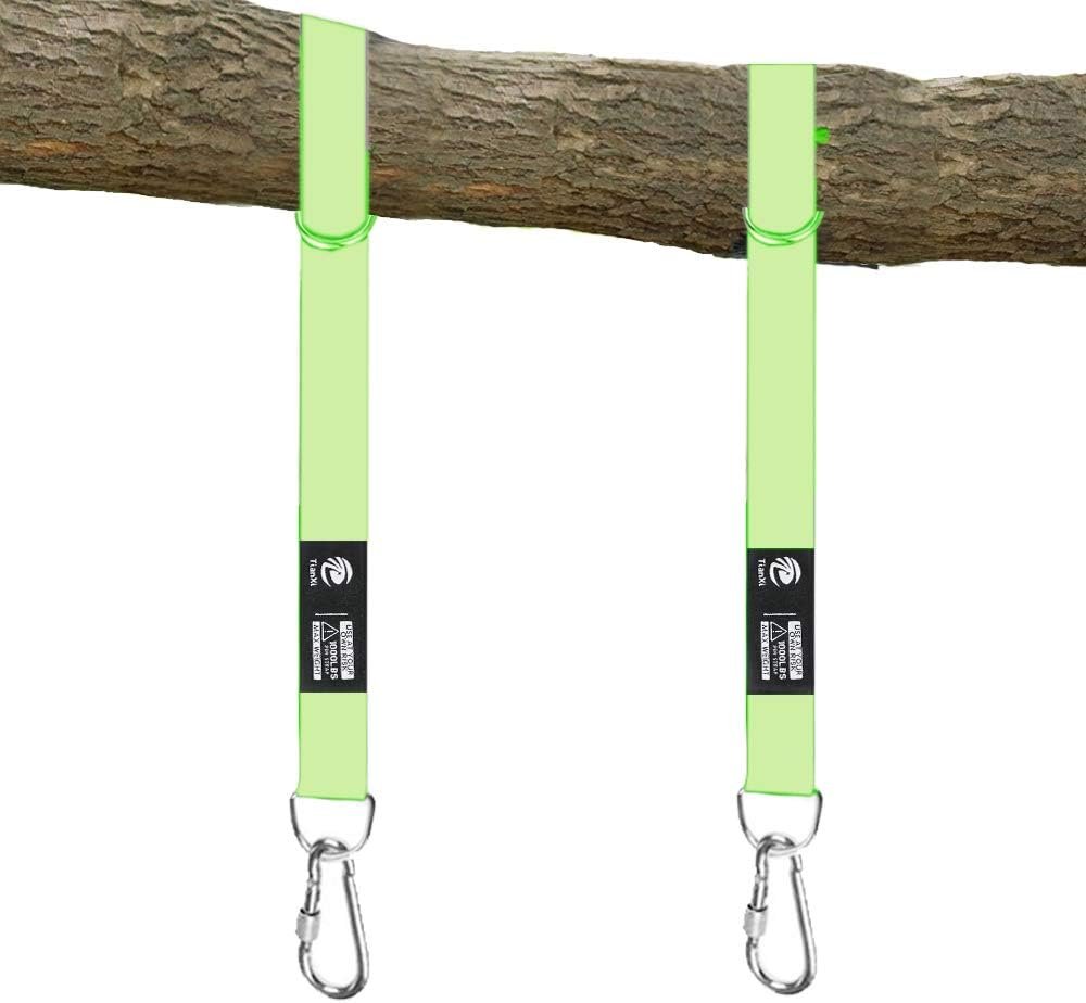 Tree Swing Hanging Strap – 5ft Swing Straps Outdoor Suspension Accessories Kit, Holds 2200lbs with Stainless Carabiners, Easy Installation, Perfect for Baby/Garden/Toddler Swing (Green)