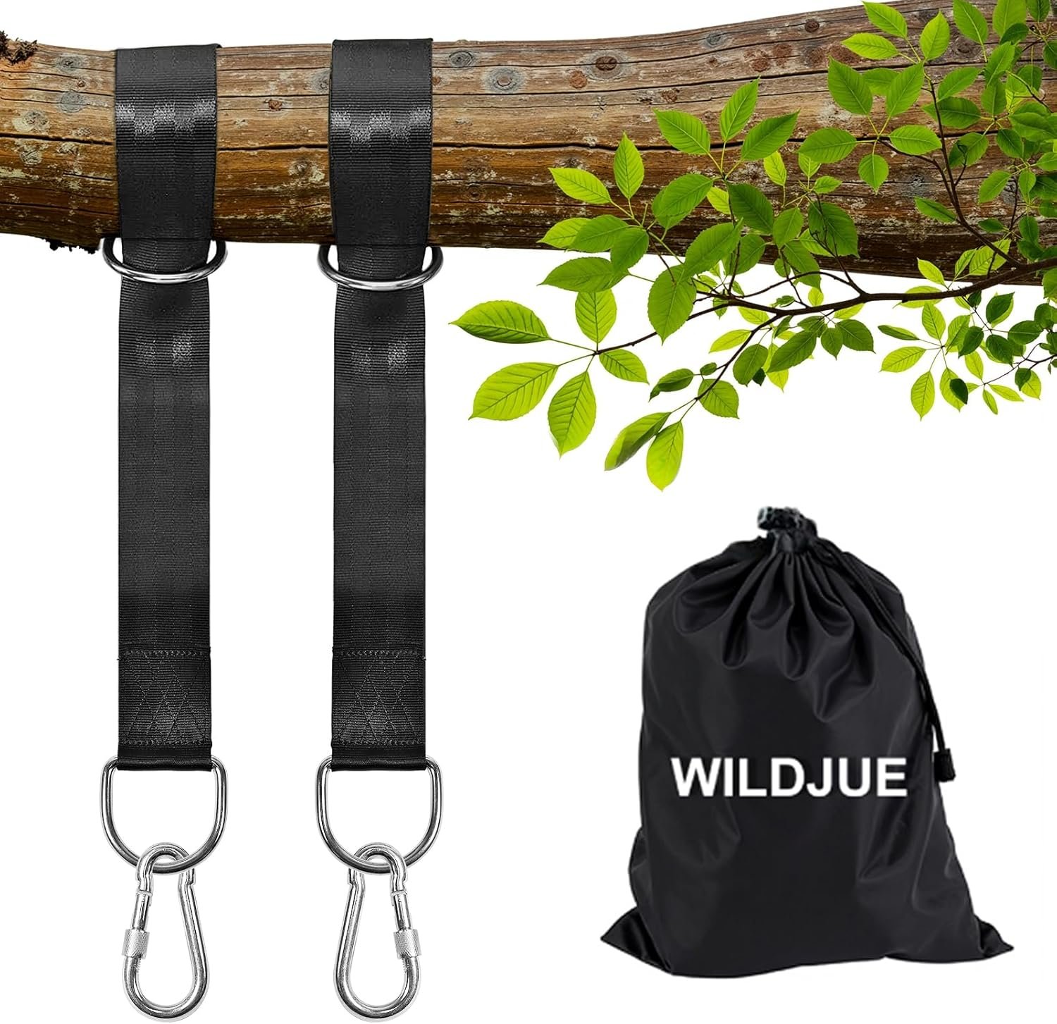 Tree Swing Hanging Straps Kit Holds 2000 lbs,5ft Extra Long Straps Strap with Safer Lock Snap Carabiner Hooks Perfect for Tree Swing & Hammocks, Carry Pouch Easy Fast Installation (5 ft)