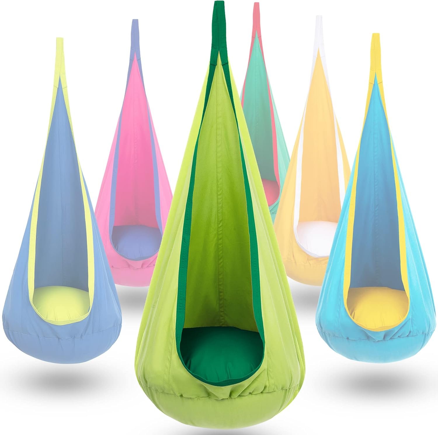 Y-STOP Kids Pod Swing Seat, Hanging Hammock Chair with Inflatable Pillow, Sensory Swing Chair with Pocket for Indoor and Outdoor(Green) Y-STOP Kids Pod Swing Seat, Hanging Hammock Chair with Inflatable Pillow, Sensory Swing Chair with Pocket for Indoor and Outdoor(Green)