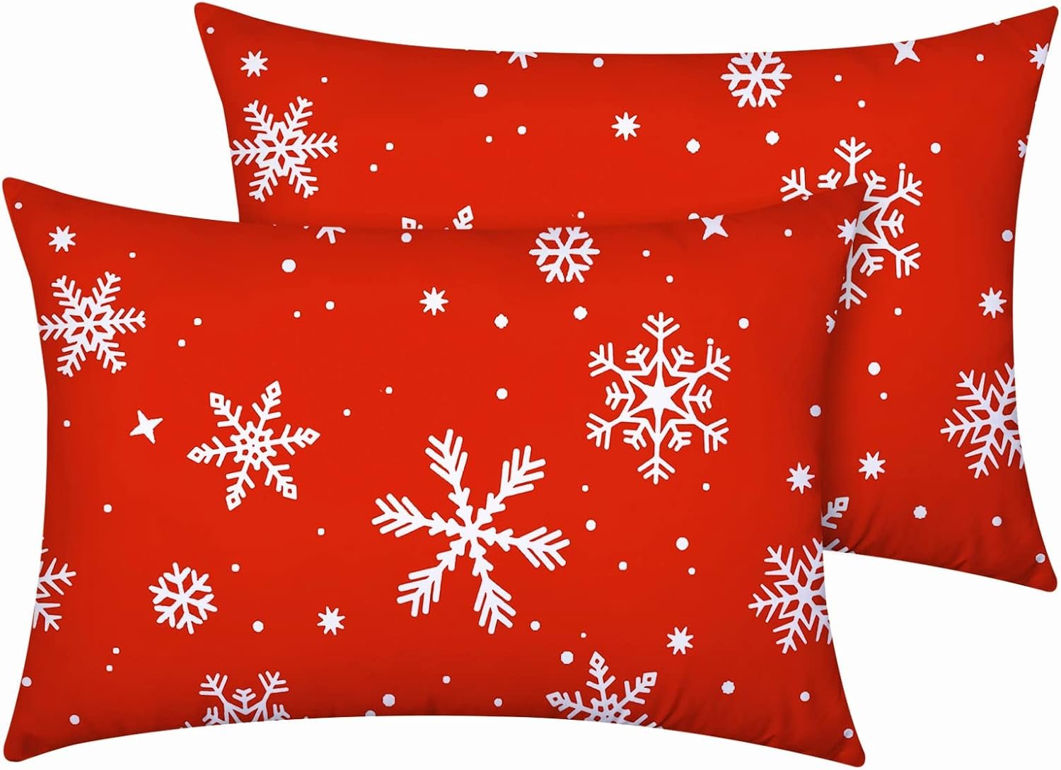 YIYEA Christmas Pillow Cases Queen Size Set of 2, Ultra Soft Double Brushed Microfiber Pillowcases Queen, Christmas Snowflake Bed Pillow Covers, Fade Resistant, Easy Slip-On (20″x30″)