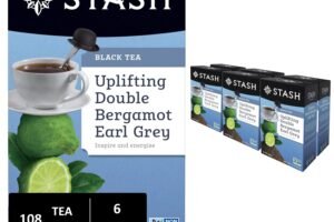 Stash Tea Double Bergamot Earl Grey Black Tea – Caffeinated, Non-GMO Project Verified Premium Tea with No Artificial Ingredients, 18 Count (Pack of 6) – 108 Bags Total