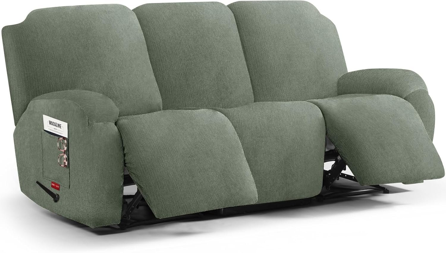 Stretch Recliner Sofa Cover – 5 Pieces Plush Fabric Slipcovers & Durable Furniture Protector for Reclining Couch, Ideal for Kids and Pets (3 Seater, Green) Stretch Recliner Sofa Cover – 5 Pieces Plush Fabric Slipcovers & Durable Furniture Protector for Reclining Couch, Ideal for Kids and Pets (3 Seater, Green)