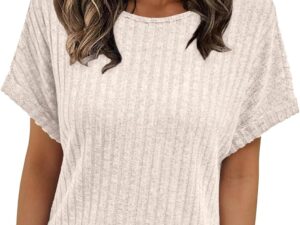AUTOMET Women Summer Tops 2026 Spring Sweaters Dressy Casual Short Sleeve Shirts Business Blouses