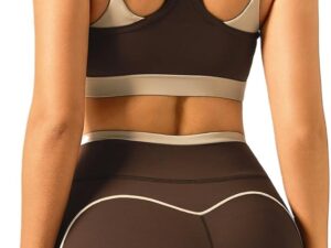 Womens Workout Sets 2 Piece Matching Gym Set High Waist Shorts With Pockets Double Layer Sports Bra Yoga Outfits Set